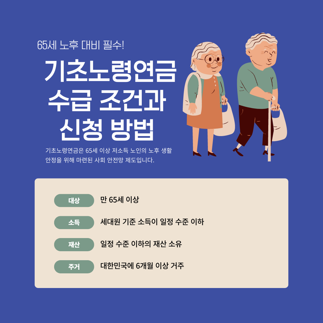 65세 노후 대비 필수! 기초노령연금 수급 조건과 신청 방법